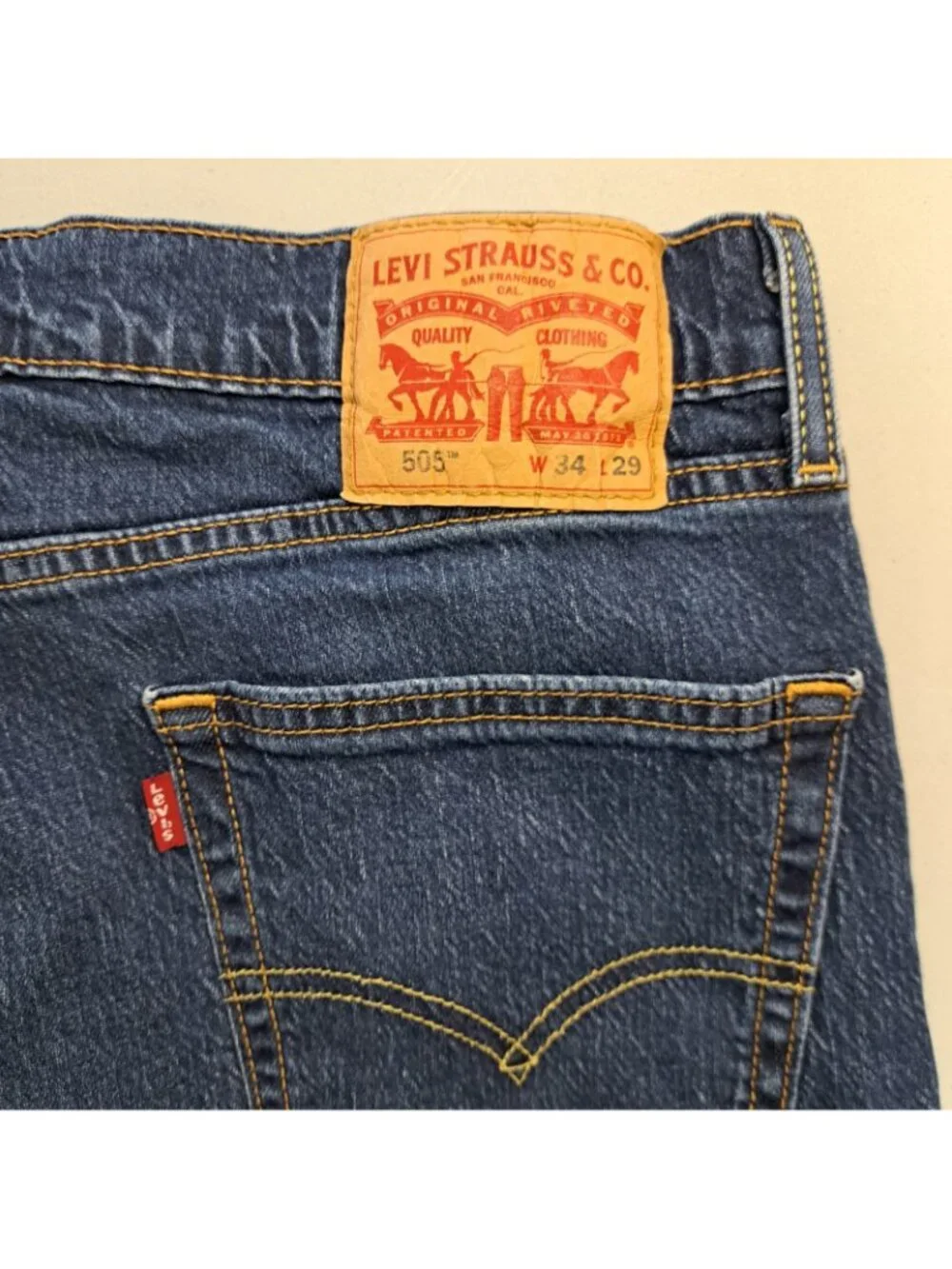 Levis 505 Regular Fit Mens Jeans Straight Leg Blue 34x29 Dark Wash 00505-2195